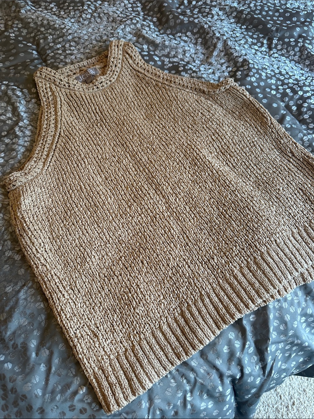 J. Crew Textured Knit Sleeveless Tank in Neutral Beige